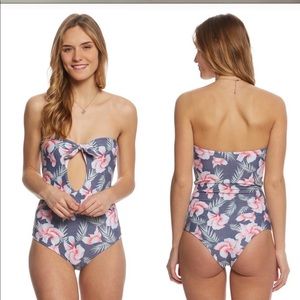 Stone Fox Swim Flor Gotano bandeau floral strapless bathing suit swimsuit Medium